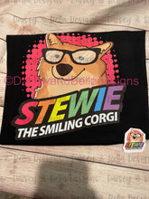 Load image into Gallery viewer, STEWIE the smiling corgi (animal charity donation T-shirt )

